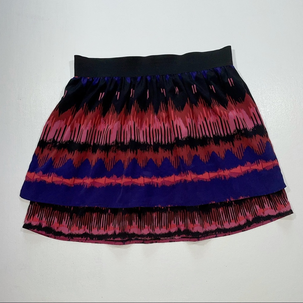 Lauren Conrad Silk Skirt Multi Color Layer Tiered